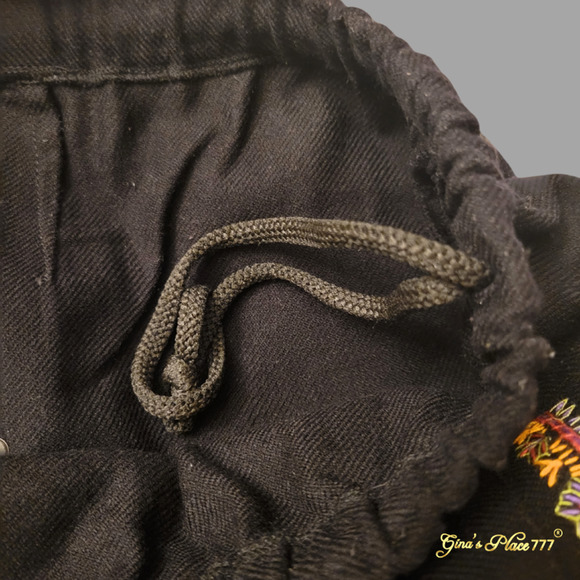 STEENA Womens Indian Embroidery Accents Drawstring Waist Black Maxi Skirt Size L - Picture 7 of 11